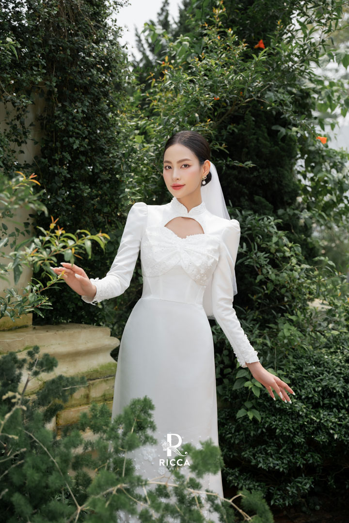 Chuyên cho thuê, may mua áo dài cô dâu, chú rể, áo dài mẹ sui ao dai cach tan co dau rcd021 2