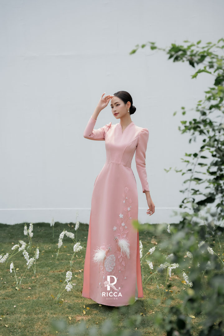 Chuyên cho thuê, may mua áo dài cô dâu, chú rể, áo dài mẹ sui ao dai cach tan co dau rcd022 2