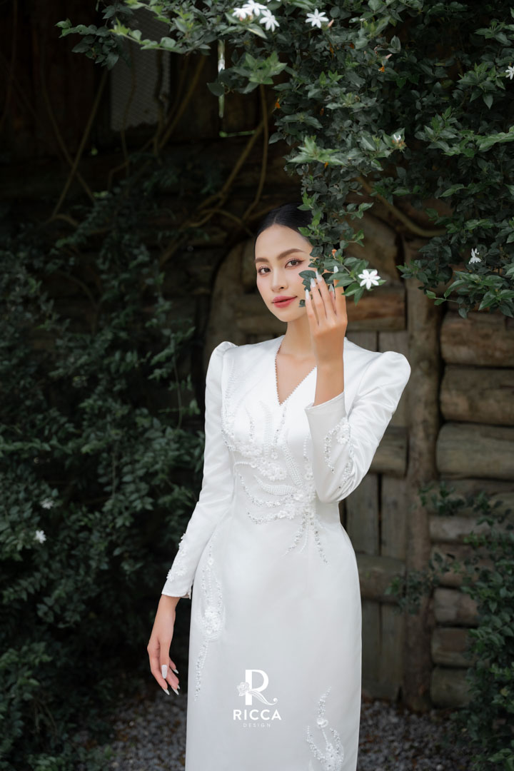 Chuyên cho thuê, may mua áo dài cô dâu, chú rể, áo dài mẹ sui ao dai cach tan co dau rcd023 2