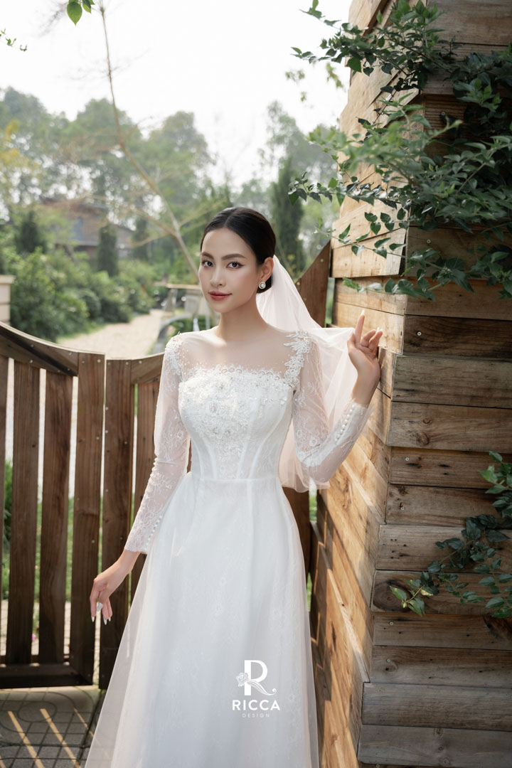 Chuyên cho thuê, may mua áo dài cô dâu, chú rể, áo dài mẹ sui ao dai cach tan co dau rcd026 3