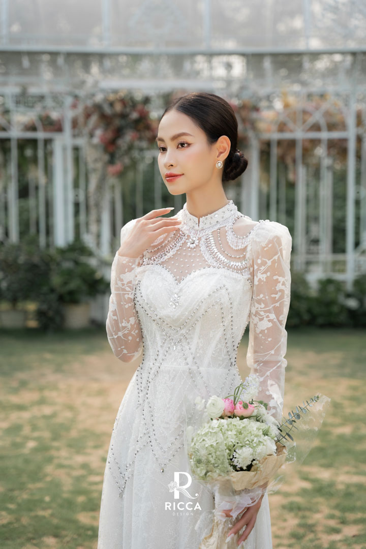 Chuyên cho thuê, may mua áo dài cô dâu, chú rể, áo dài mẹ sui ao dai cach tan co dau rcd029 1