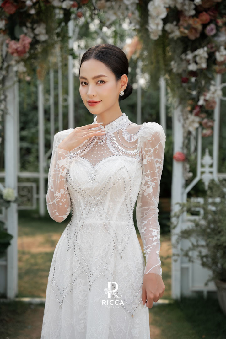 Chuyên cho thuê, may mua áo dài cô dâu, chú rể, áo dài mẹ sui ao dai cach tan co dau rcd029 2