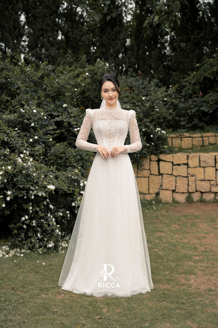 Chuyên cho thuê, may mua áo dài cô dâu, chú rể, áo dài mẹ sui ao dai trang cach tan co dau rcd01 2