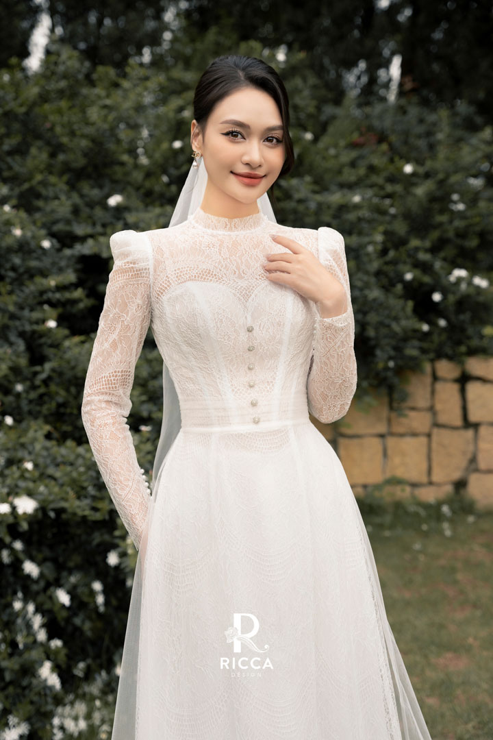 Chuyên cho thuê, may mua áo dài cô dâu, chú rể, áo dài mẹ sui ao dai trang cach tan co dau rcd01 4