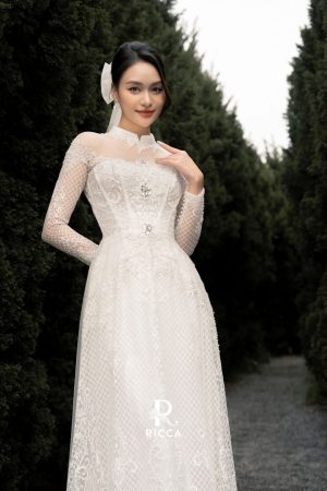 Áo Dài Cô Dâu RCD05 2 ao dai trang cach tan co dau rcd05 1
