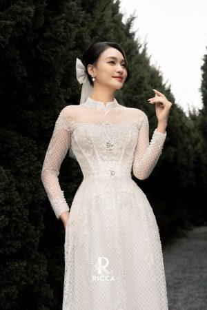 Áo Dài Cô Dâu RCD05 3 ao dai trang cach tan co dau rcd05 2