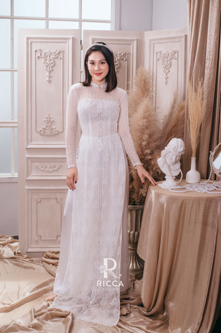 Chuyên cho thuê, may mua áo dài cô dâu, chú rể, áo dài mẹ sui NTC 8296