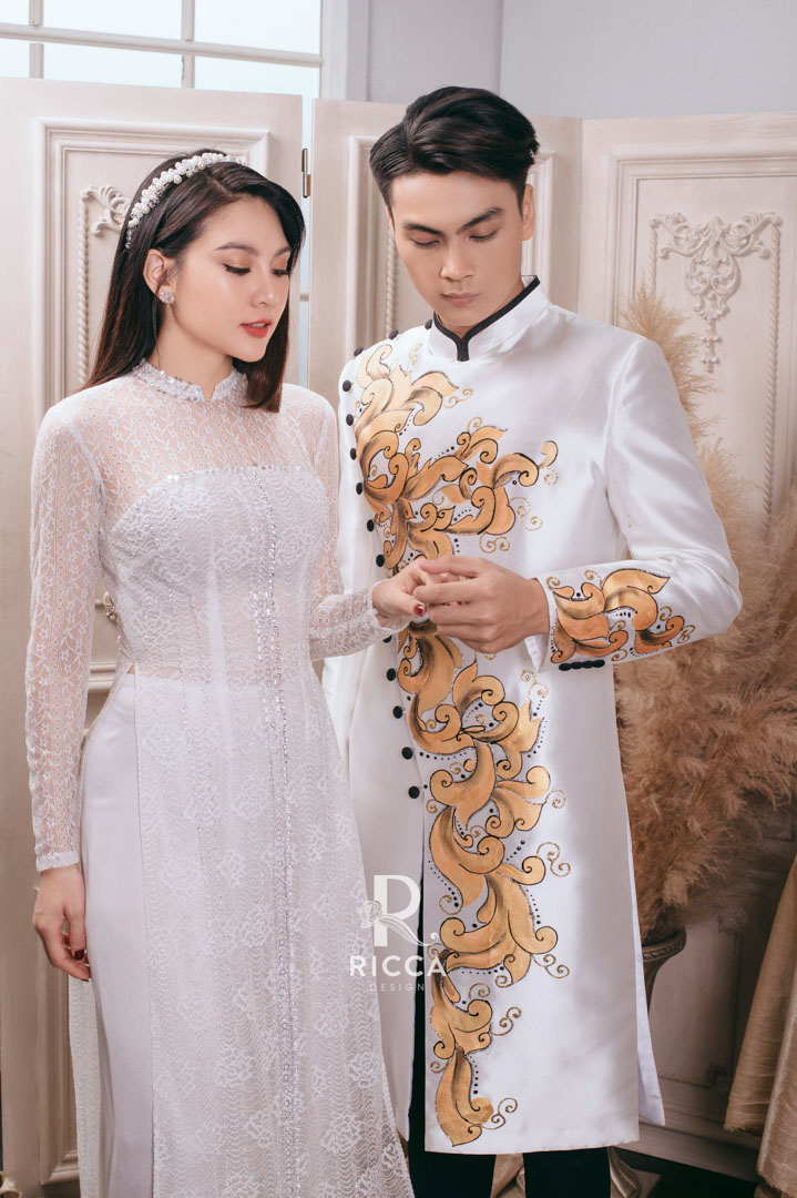 Chuyên cho thuê, may mua áo dài cô dâu, chú rể, áo dài mẹ sui NTC 8322