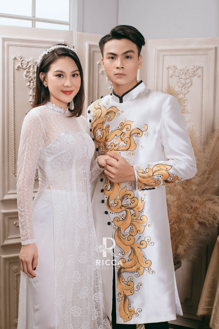 Chuyên cho thuê, may mua áo dài cô dâu, chú rể, áo dài mẹ sui NTC 8324