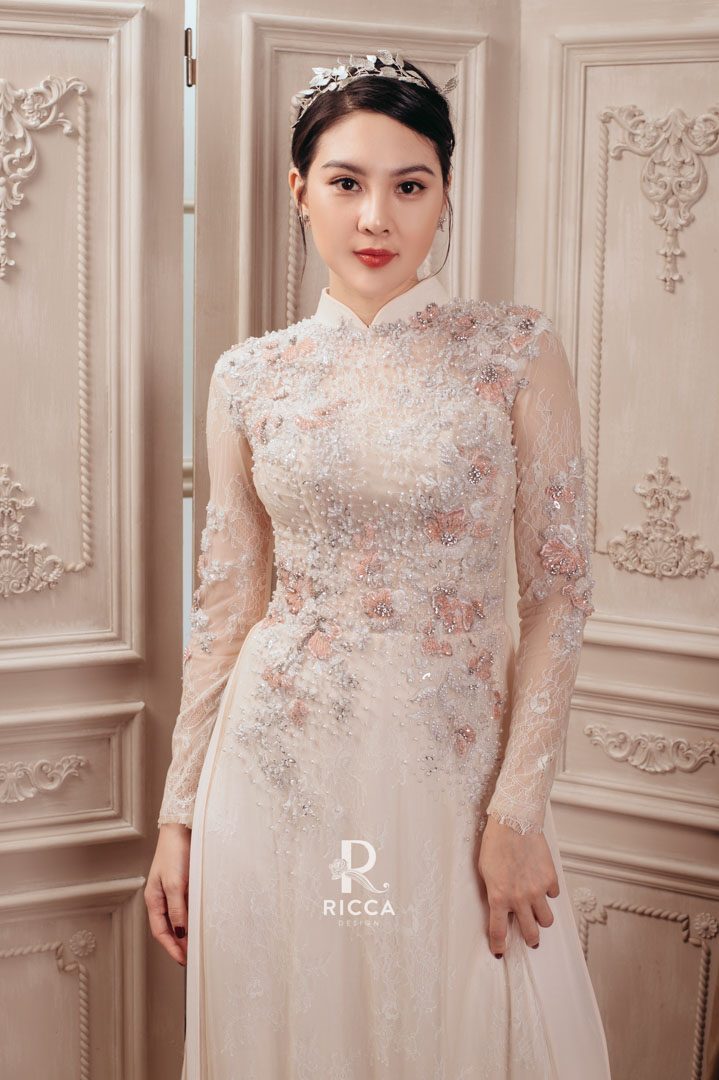 Chuyên cho thuê, may mua áo dài cô dâu, chú rể, áo dài mẹ sui NTC 8533