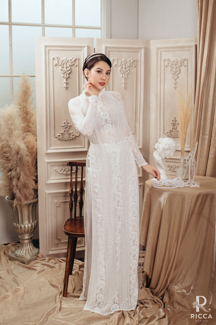 Chuyên cho thuê, may mua áo dài cô dâu, chú rể, áo dài mẹ sui NTC 8707