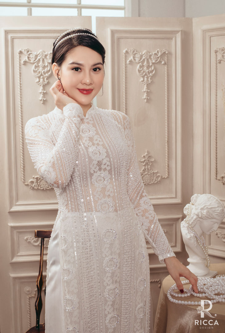 Chuyên cho thuê, may mua áo dài cô dâu, chú rể, áo dài mẹ sui NTC 8715