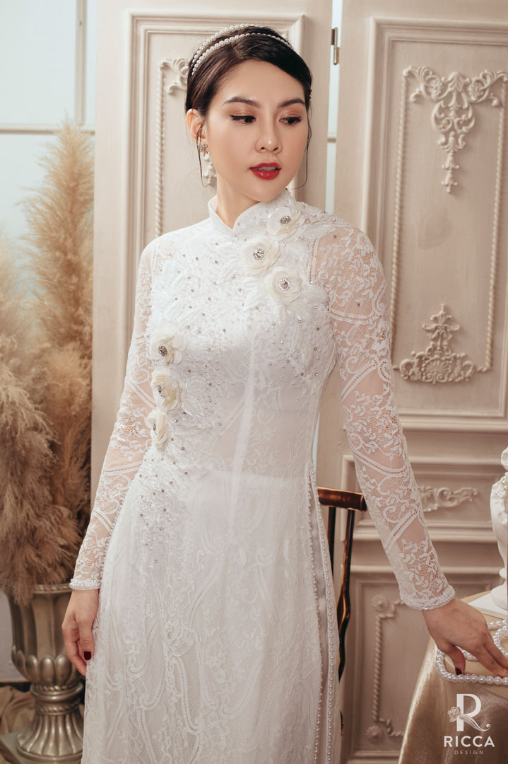 Chuyên cho thuê, may mua áo dài cô dâu, chú rể, áo dài mẹ sui NTC 8743